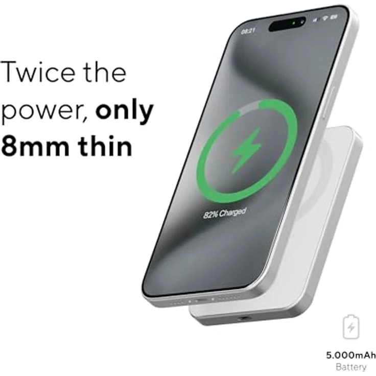 LINQ Connects Magnetische Kabellose Powerbank 5000 mAh, Schnelles Kabelloses Laden und Magnetische Befestigung, schwarz – Bild 3