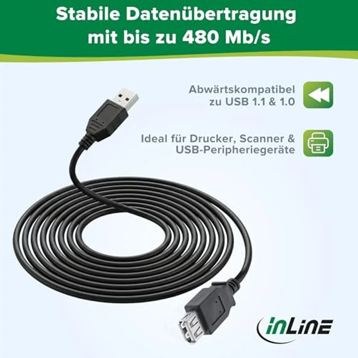 InLine USB 2.0 Verlängerung, St/Bu Typ A, schwarz, 5m (34605B) – Bild 3