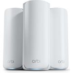 Netgear Orbi 770-Serie Tri-Band WiFi 7-Mesh-Netzwerksystem (RBE773) Router mit 2 Satelliten-Repeatern – Abdeckung von bis zu 540 m², 100 Geräten 2,5Gig-Internetanschluss BE11000 (bis zu 11 GBit/s) – Weiß