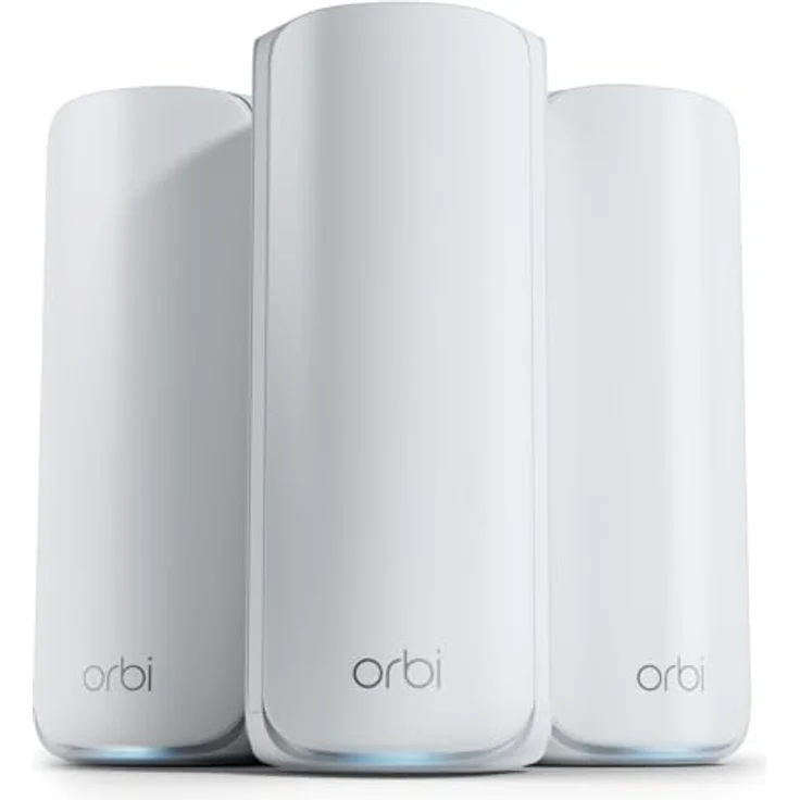 Netgear Orbi 770-Serie Tri-Band WiFi 7-Mesh-Netzwerksystem (RBE773) Router mit 2 Satelliten-Repeatern – Abdeckung von bis zu 540 m², 100 Geräten 2,5Gig-Internetanschluss BE11000 (bis zu 11 GBit/s) – Weiß – Bild 1