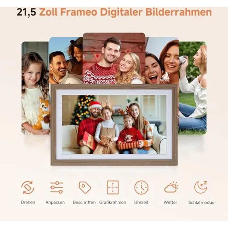 Rollei Smart Frame WiFi 212, Digitaler Bilderrahmen 21,5 Zoll mit 1920x1080 IPS Touchscreen, 32GB Speicher, Holzoptik Eiche – Bild 2