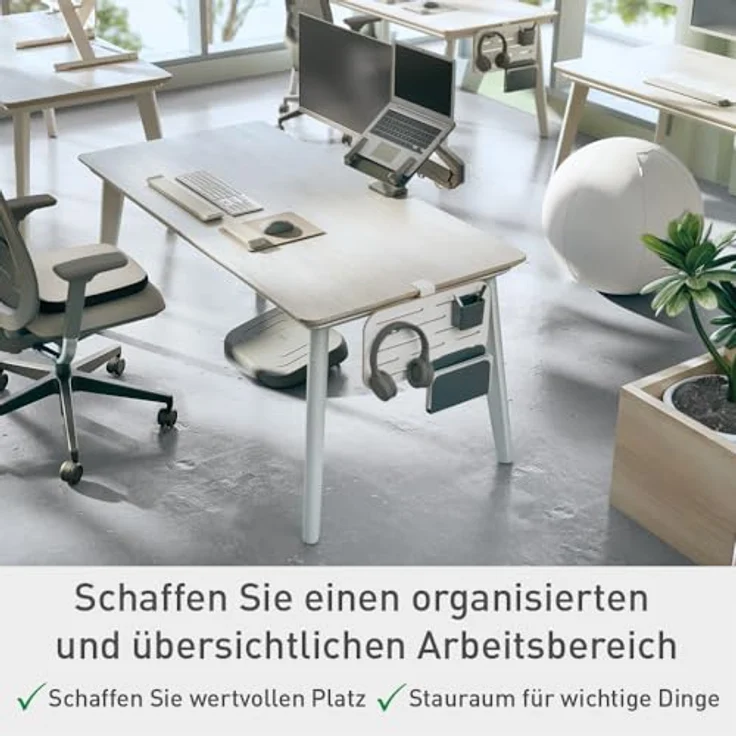 Leitz Ergo Kleiner Pegboard Schreibtisch-Organizer, Kompatibel mit Tischdicken bis 35mm, Breite Hängeschlitze, Weiß – Bild 3