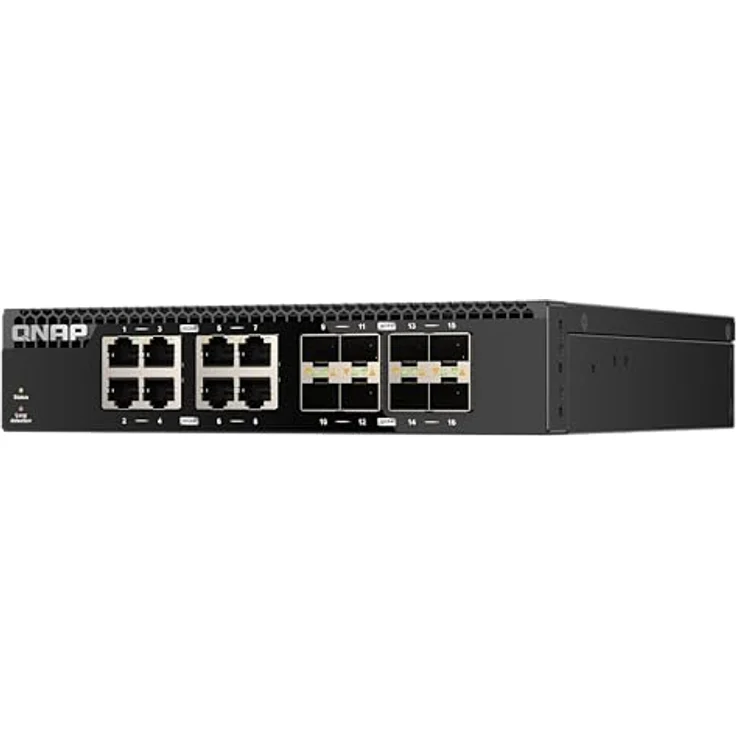 QNAP QSW-3216R-8S8T (16 Ports) Netzwerk Switch, Schwarz - 10GbE SFP+ und RJ45 Anschlüsse, halbe Breite, Plug-and-Play Einrichtung – Bild 4