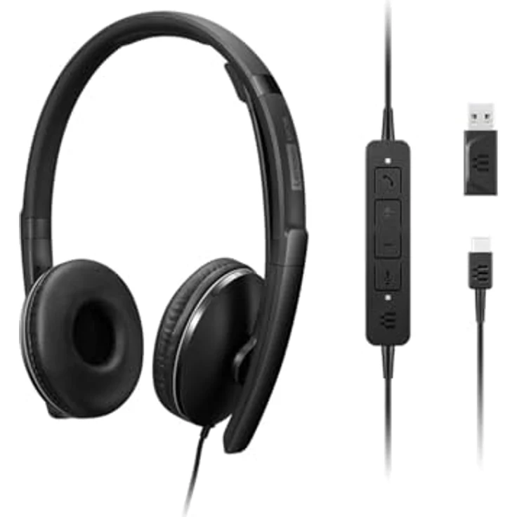 Lenovo 4XD1M39029 Kopfhörer mit aktiver Geräuschunterdrückung, On-Ear, kabelgebunden, USB Typ-C, schwarz – Bild 2