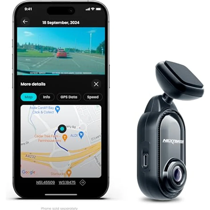 Nextbase Piqo 2K Dashcam, HD Videoaufnahmen in 1440p, schwarz – Bild 4