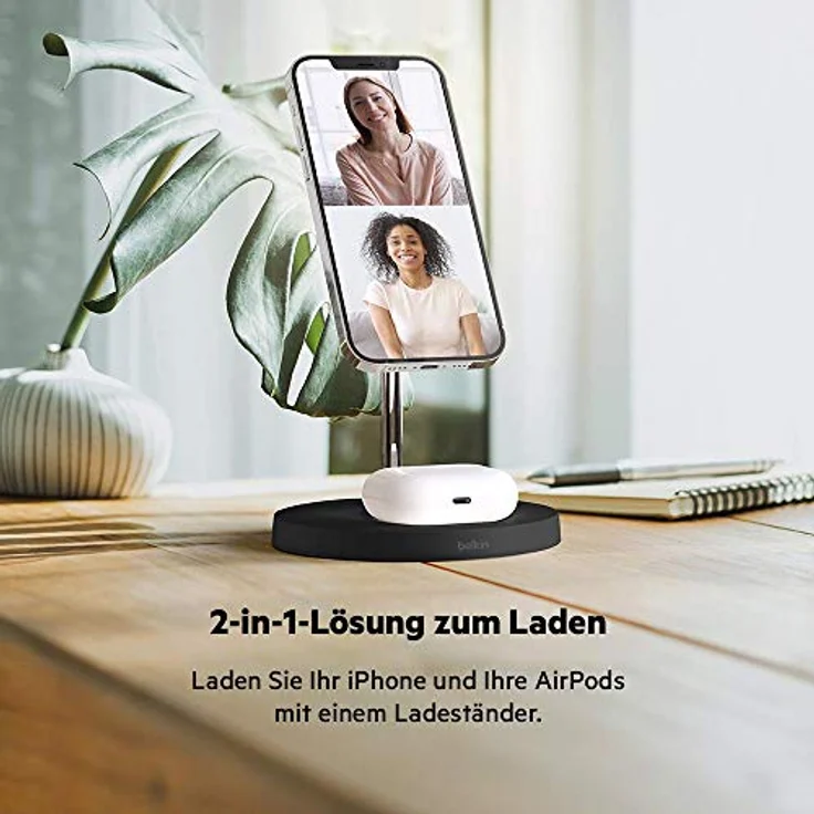 Belkin BOOST CHARGE PRO Drahtloser 2-in-1-Ladeständer mit MagSafe schwarz – Bild 4