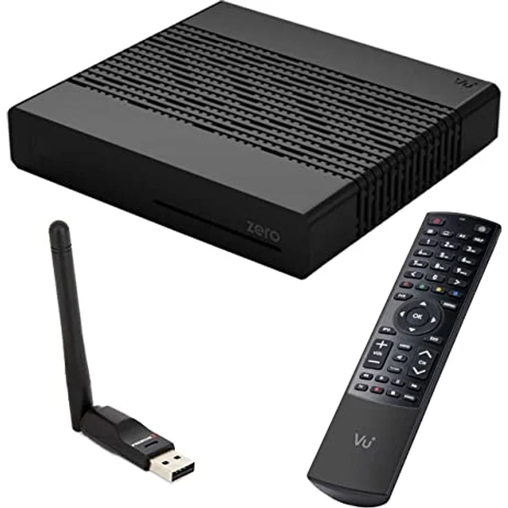 VU+ Zero Black, Digital Sat TV Receiver mit 1x DVB-S2 Tuner, FullHD, 2x USB, externem 12V Netzteil, WLAN-Stick, 150 Mbits – Bild 1