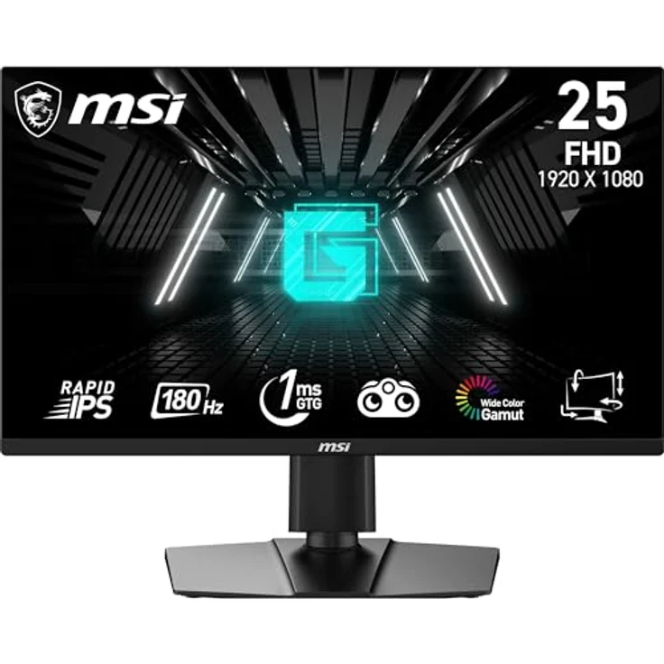 MSI G255PFDE E2 24,5 Zoll FHD Gaming Monitor - 180 Hz / 1ms, 99% sRGB, Adaptive-Sync - Schwarz – Bild 1