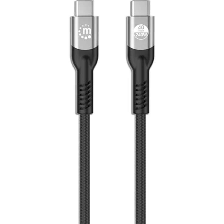 MANHATTAN USB4 USB-C Ladekabel 240W, 40Gbit/s, 8K Unterstützung, 2m, schwarz – Bild 2