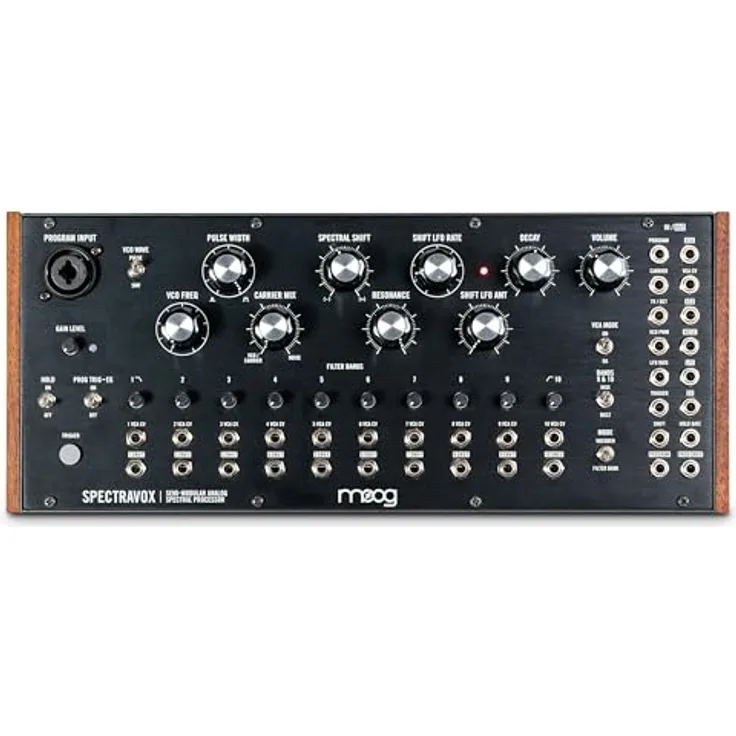 MOOG Spectravox semimodularer Analog Spektral-Prozessor mit CV-Filterbank/Vocoder, spannungsgesteuertem Oszillator, Kopfhörerausgang & 3.5mm Patchbay, lebhafter Sound und flexible Klangformungsfunktionen