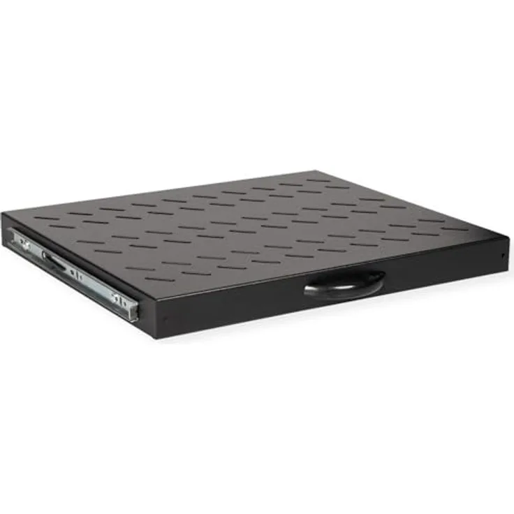 ROLINE 19-Zoll Fachboden 1 HE, ausziehbar, 350 mm Tiefe, Tragfähigkeit 25 kg, schwarz