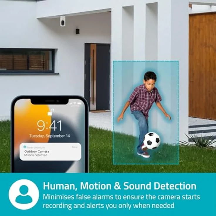 Nedis SmartLife Aussenkamera, Wi-Fi Spotlight 3MP Full HD 1296p, IP65, batteriebetrieben, weiss – Bild 4