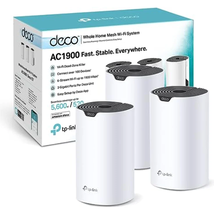 TP-Link Deco S1900 Mesh WLAN Set (3er Pack), AC1900 Dual Band Router & Repeater, empfohlen für 3-5 Schlafzimmer, Umfassender Jugendschutz – Bild 1