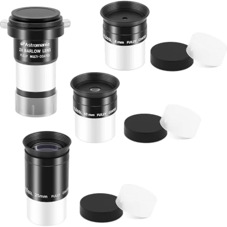 astromania Mehrfach beschichtet 1,25 Plössl-Okulare (4 mm, 10 mm, 25 mm) mit 2 x Barlow Astronomischen Teleskop Accessory Kit – Let erhalten Sie die Out verbessert und die Leistung von Ihr Teleskop