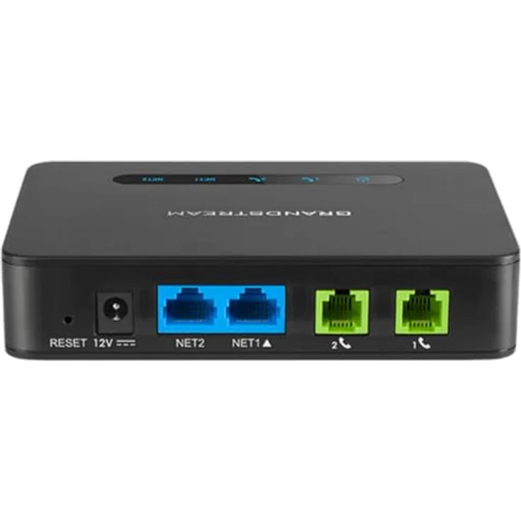 Grandstream HT812 V2, 2-Port SIP Adapter mit Gigabit NAT-Router und HD-Sprachqualität, schwarz – Bild 2