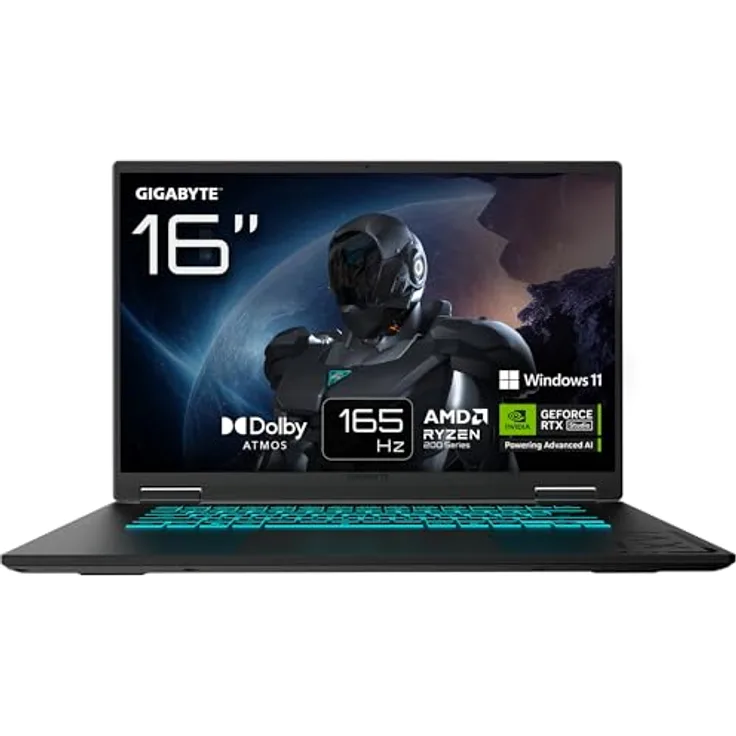 Gigabyte Gaming A16, 16" WUXGA Laptop mit 165Hz, Ryzen 7 260, RTX 5050, 16GB DDR5, 1TB Gen4 SSD, Windows 11 Home, Dolby Atmos, 2 Jahre Garantie
