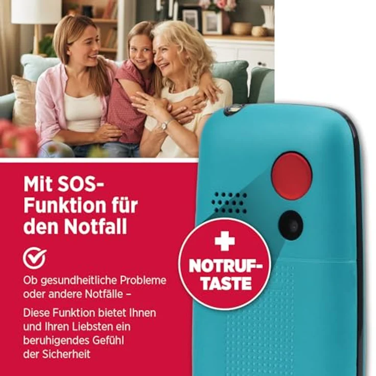 Olympia Star Seniorenhandy | Komfort-Mobiltelefon mit Großtasten, Farb-LC-Display, SOS-Taste, Freisprechfunktion, Bluetooth, MicroSD Slot, Taschenlampe | Türkis - Preisvergleich – Bild 3
