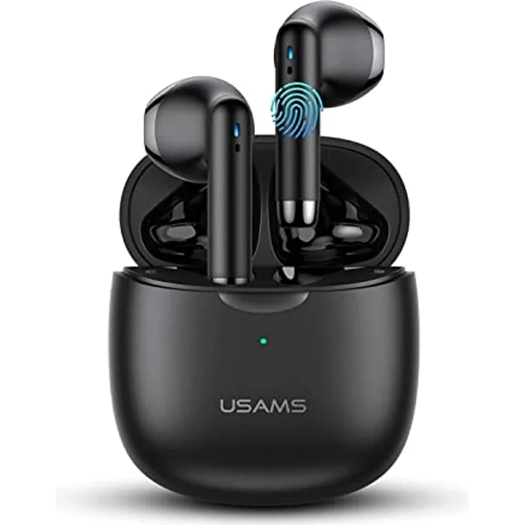 Bluetooth Kopfhörer in-Ear Wireless kabellos mit Kräftigem Bass with USB-C Quick Charge BT 5.0 HiFi 3D Stereo Sound True Wireless Earbuds mit Integriertem Mikrofon Touch Control Super-Mini (Schwarz)