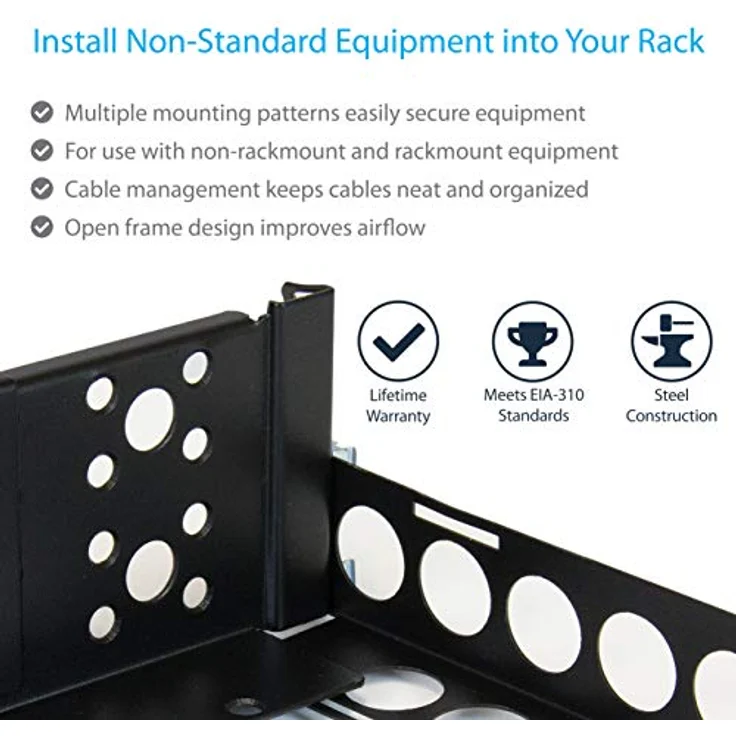 StarTech.com 2U Universal Rack Mount Rails - for 19in Server Rack Enclosure or Cabinet - Adjustable A-V Rack Rails (UNIRAILS2U),Black – Bild 4