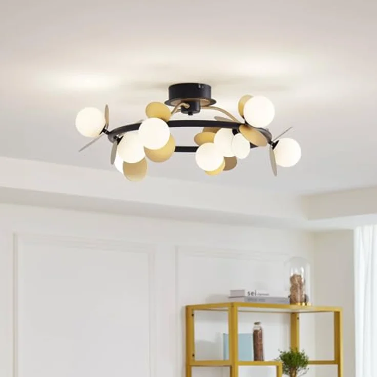 Lucande LED Deckenleuchte 'Pallo' dimmbar in Schwarz aus Metall (9 flammig) - Energiesparende LED-Deckenlampe mit Dimmer – Bild 2