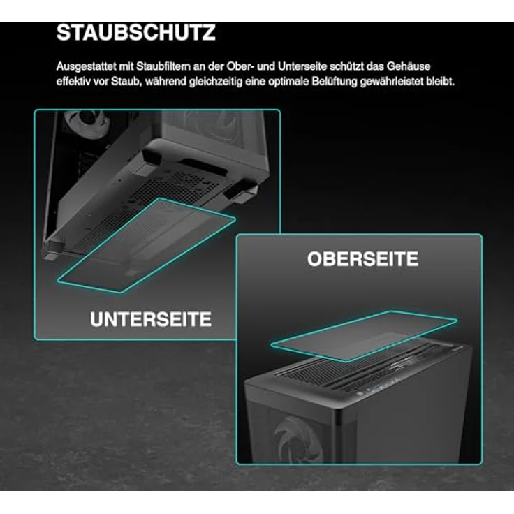 Gamdias Athena M3 GAMING Miditower, E-ATX PC Gehäuse in Schwarz mit 4x120mm ARGB Lüftern und Tempered Glass – Bild 10