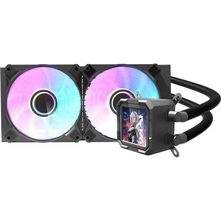 Darkflash Tech Darkflash DV240S CPU-Wasserkühler, All-in-One mit ARGB-Beleuchtung, Kompatibel mit Intel/AMD, quadratischer IPS-LCD-Bildschirm, Schwarz