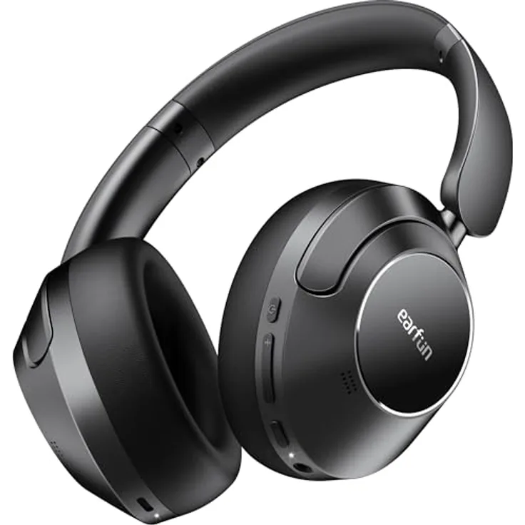 EarFun Wave Pro Over Ear Kopfhörer Kabellos Bluetooth, Hybrid Aktive Noise Cancelling, Hi-Res Audio, LDAC, 80 Std Akku, Bequemer Halt, 5 Mikrofone Kristallklare Anrufe, Bluetooth Multipoint, EQ in App
