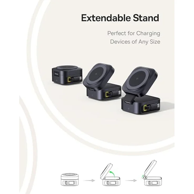 Baseus PicoGo 2-in-1 Wireless-Ladegerät mit Magsafe Qi2, 67W, schwarz, für gleichzeitiges Laden von zwei Geräten – Bild 6