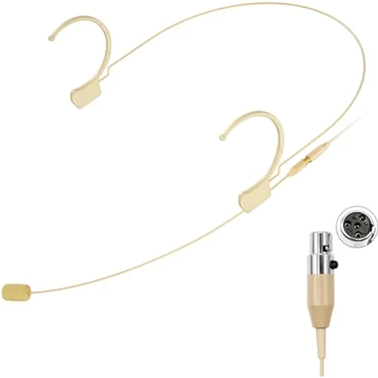 KIMAFUN Beiges Headset-Mikrofon, professionelles Over-Ear-Kondensator-Mikrofon mit abnehmbarem Ohrbügel, kompatibel mit SHU_re Wireless System, ideal für Bühnenauftritte und Moderation
