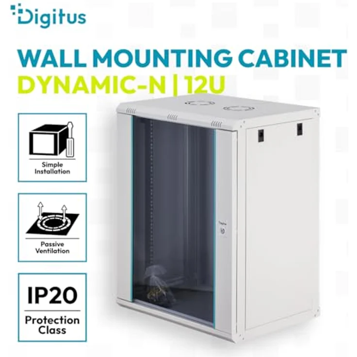 DIGITUS Wandgehäuse Dynamic-N Serie 16HE, 600x450 mm unmontiert, grau – Bild 2