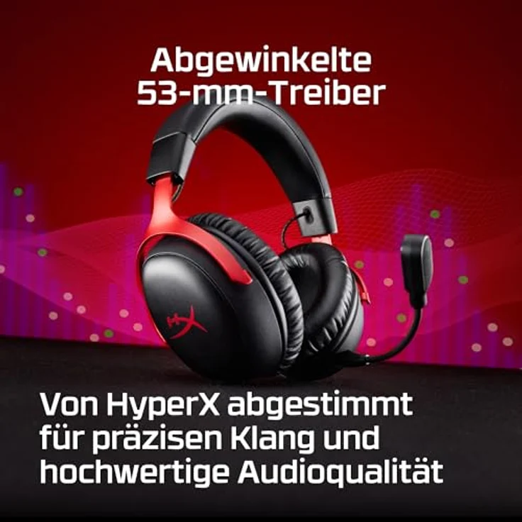 HYPERX Cloud III S, Over-ear Gaming Headset mit 120 Stunden Akkulaufzeit, Bluetooth, Schwarz, Rot – Bild 7