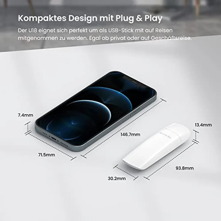 Tenda U18 WiFi 6 WLAN Stick, AX1800 Dualband USB-Adapter mit WPA3, MU-MIMO, USB 3.0, unterstützt Windows 10/11, weiß – Bild 4