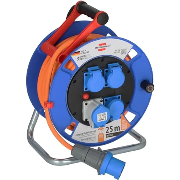 Brennenstuhl Garant Camping-Kabeltrommel/CEE 230V Kabeltrommel 25m, orange, IP44, Made in Germany