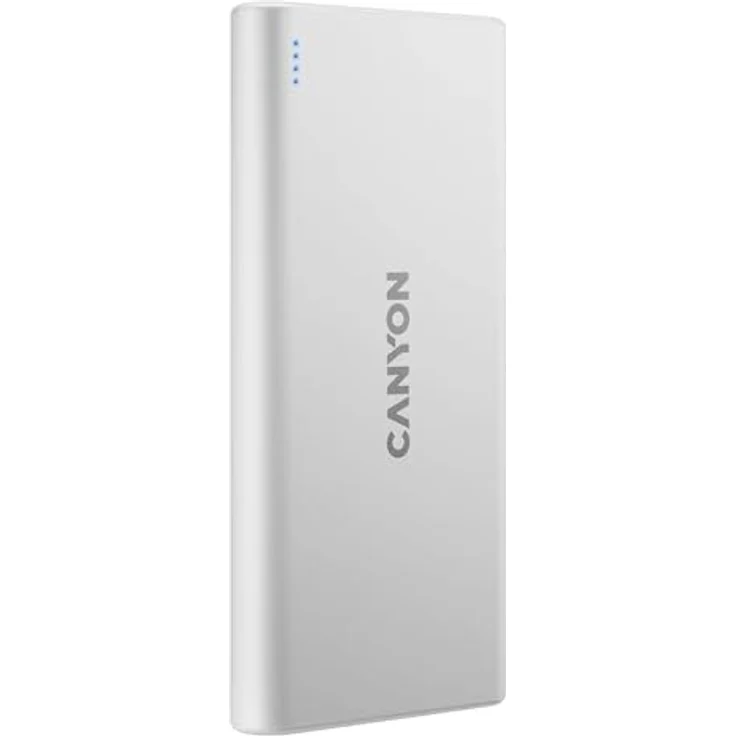 CANYON PB-106 10000mAh Powerbank - Smart IC Phone Schutz, Li-Polymer Akku, LED Ladezustandsanzeige - Tragbare Power Bank Micro-USB/USB-C Eingang - Dual Charge (2xUSB-A Ausgang) - Weiß – Bild 4