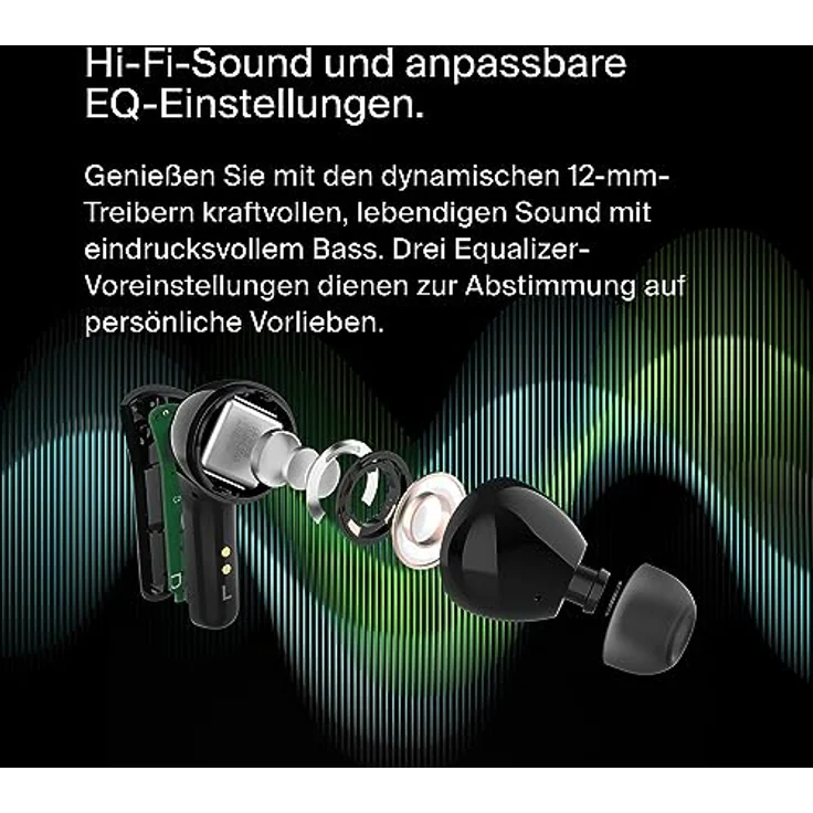 Belkin SoundForm™ Motion True Wireless In-Ear-Kopfhörer, Noise Cancelling, kabelloses Ladecase, 2 Mikrofone, Spritzwasserschutz der Schutzart IPX5, Bluetooth-Earbuds für iPhone, Samsung – Schwarz – Bild 5