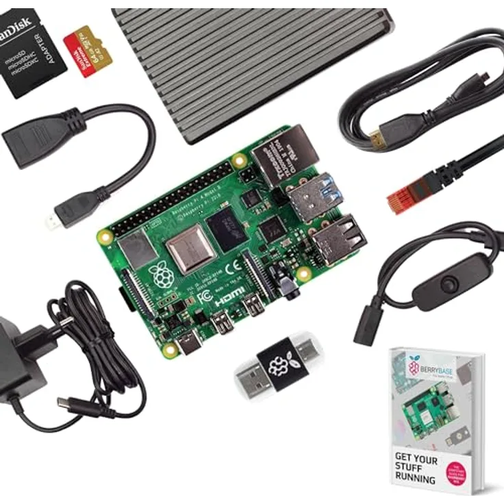 BerryBase Raspberry Pi 4B Model B, 8GB Pro Kit mit Aluminiumgehäuse, 4K Dual-Bildschirmausgabe und umfangreichen Konnektivitätsoptionen