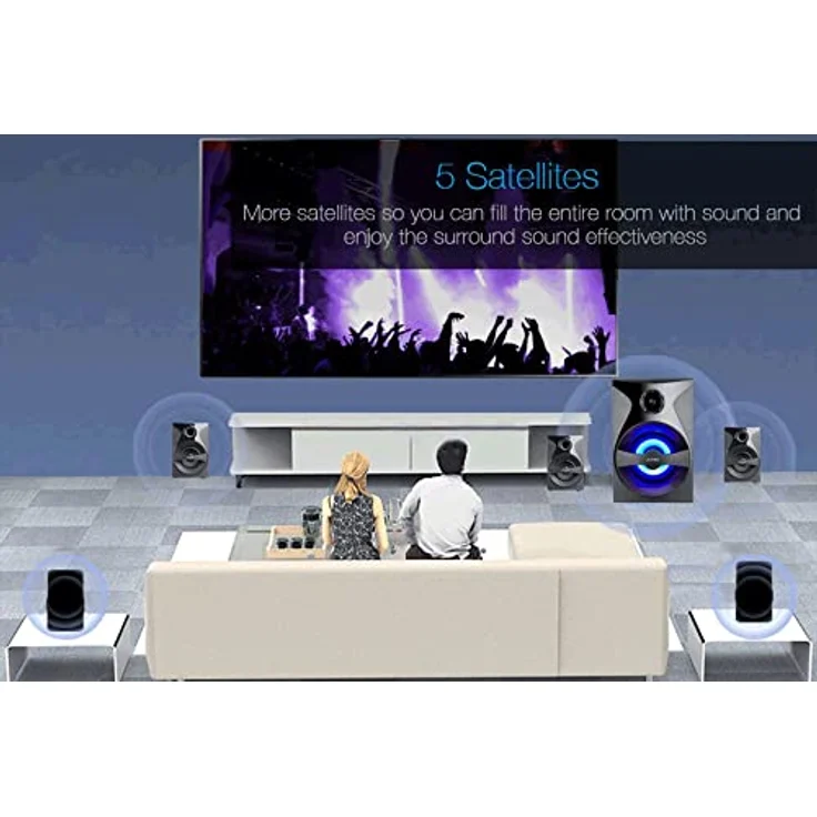 Fenda F3800X, 5.1-Kanal Bluetooth PC Lautsprecher mit integrierten UKW-Radio und Fernbedienung, Schwarz – Bild 5