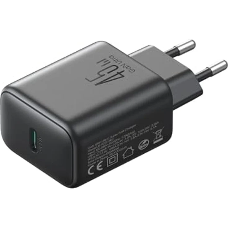 Joyroom JR-TCG13, GaN-Wandladegerät USB-C, 45 W, ultraschnelles Laden, Schwarz – Bild 6