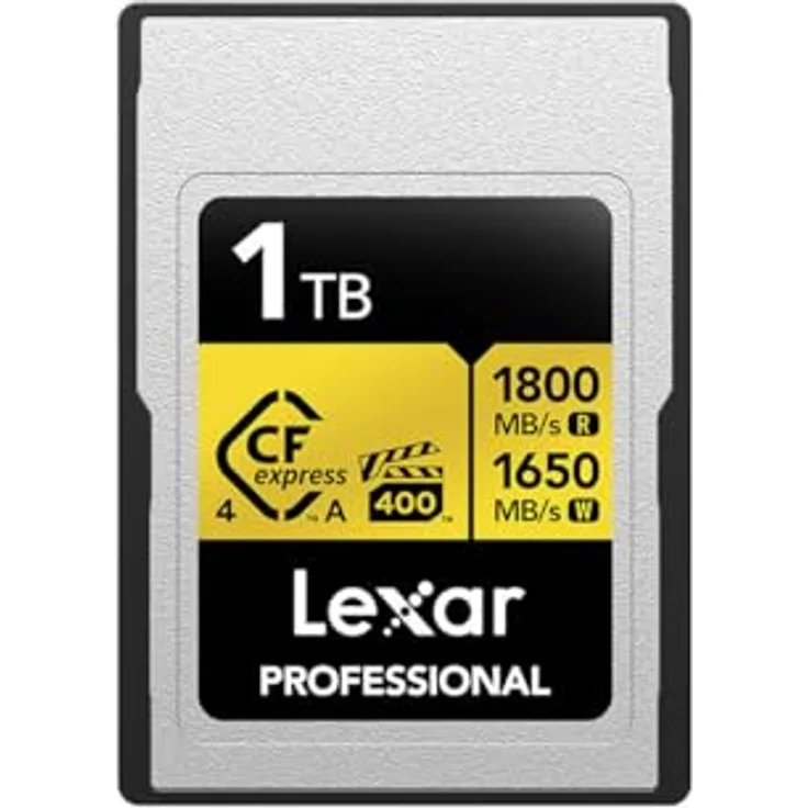 Lexar Professional CFexpress Typ A 1TB Gold, Speicherkarte mit 1800 MB/s Lesegeschwindigkeit für 8K Videos und hochauflösende Bilder