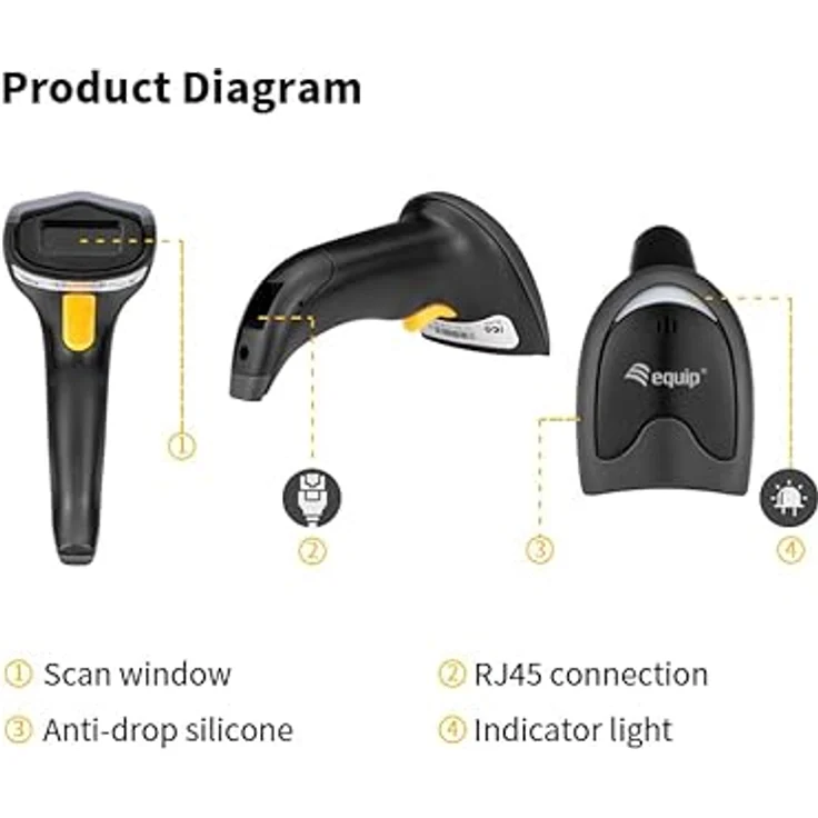 equip Barcode Handscanner 2D Laser Kabel USB 1D2D, Barcode-Scanner, Schwarz – Bild 4