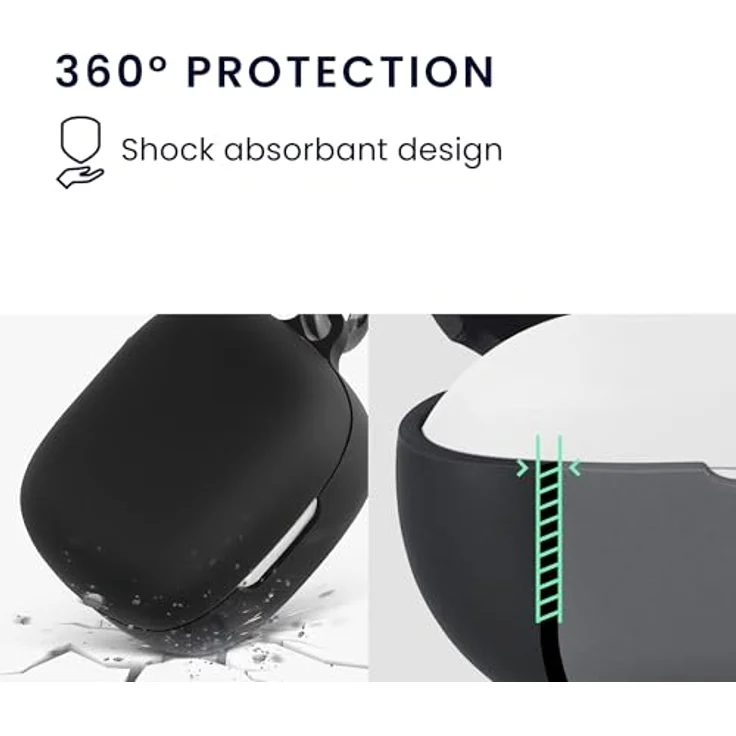kwmobile Kopfhörer-Schutzhülle für JBL Live Pro 2 TWS in Schwarz mit Anhänger und Ladeöffnung – Bild 6