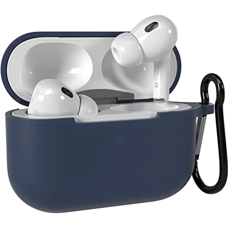 EAZY CASE AirPods Pro 2 Hülle in Dunkelblau - Stoßfestes Silikon Case mit Karabiner und rutschfester Beschichtung – Bild 1