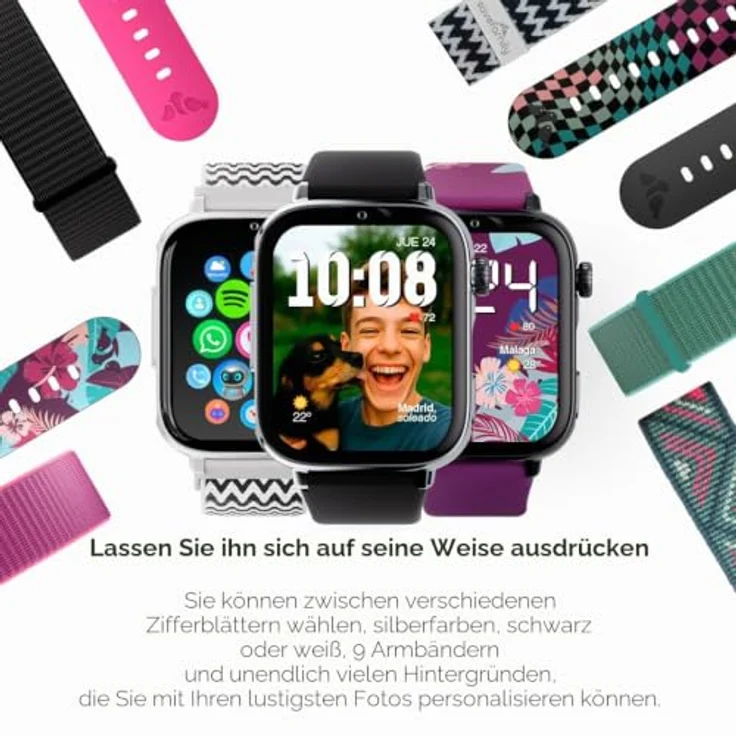SaveFamily SaveWatch Plus 2, Smartwatch mit 1,85" AMOLED-Display, 16 GB Speicher, GPS, schwarzem Silikonarmband – Bild 6