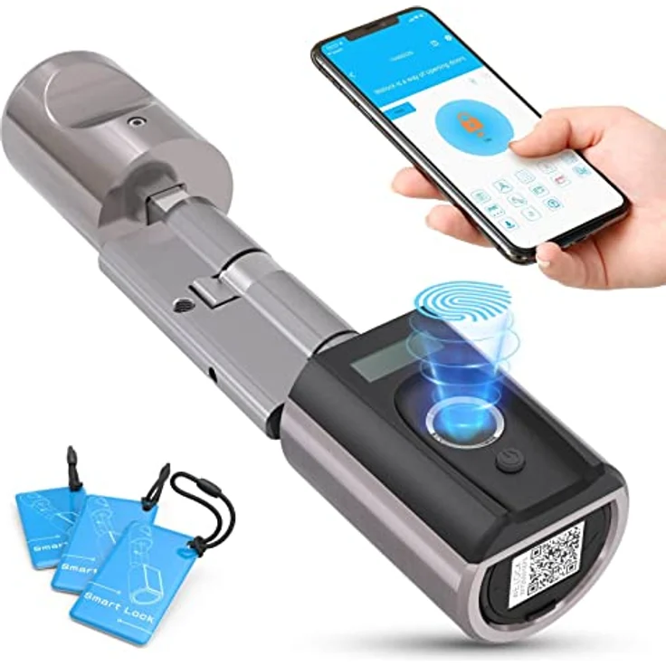 WELOCK Türschloss Fingerabdruck, Fingerabdruck Schloss Haustür, Türschloss Haustür mit App und RFID-Karte, Elektronische Türschloss Einstellbare Länge für 50-100mm Tür – Bild 1