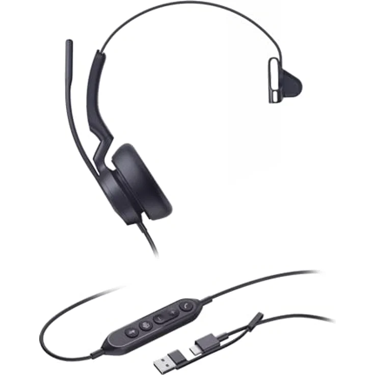 Yealink UH46 Mono USB-C/A Headset, 3-Mikrofon-AI-Noise-Cancelling, 35mm Speaker, Teams-zertifiziert, Dual-Busylight, Memory-Foam-Polster, ideal für Büro & Hybrid-Work – Bild 2