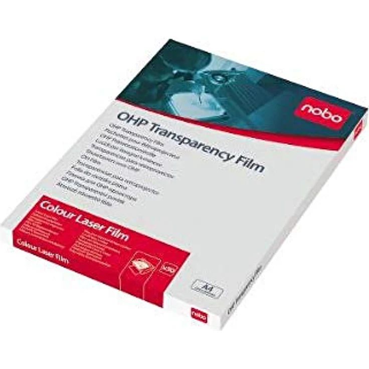 Nobo 33638782 Folie für OHP für Farblaserdrucker, Format: A4, 120 My, mit Spezialbeschichtung, 50 Stück – Bild 1