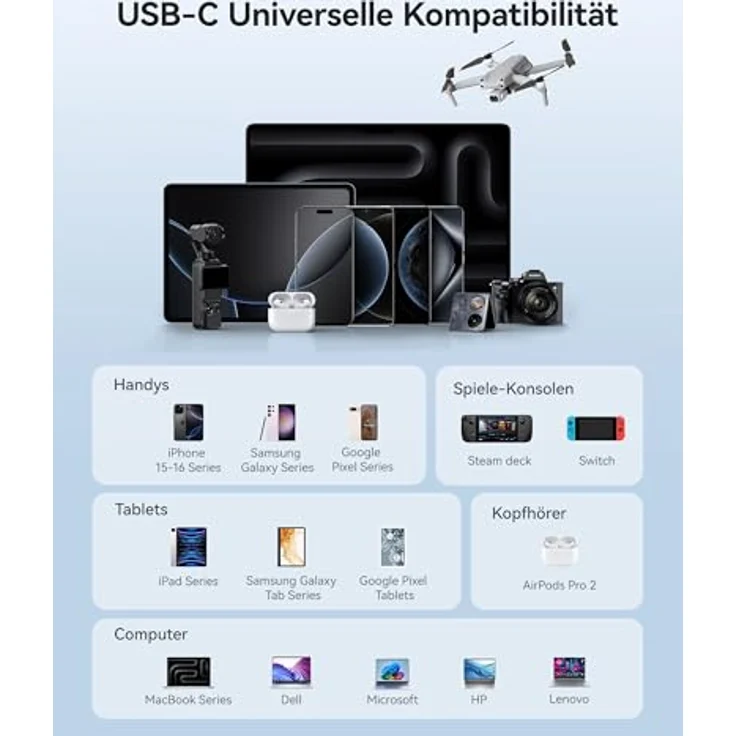 Baseus EnerCore Powerbank 20000mAh mit 70cm einziehbarem USB-C Kabel, 67W maximale Leistung, 2x USB-C, kompatibel mit iPhone 16/15, iPad, MacBook, Laptop, Samsung und mehr – Bild 4