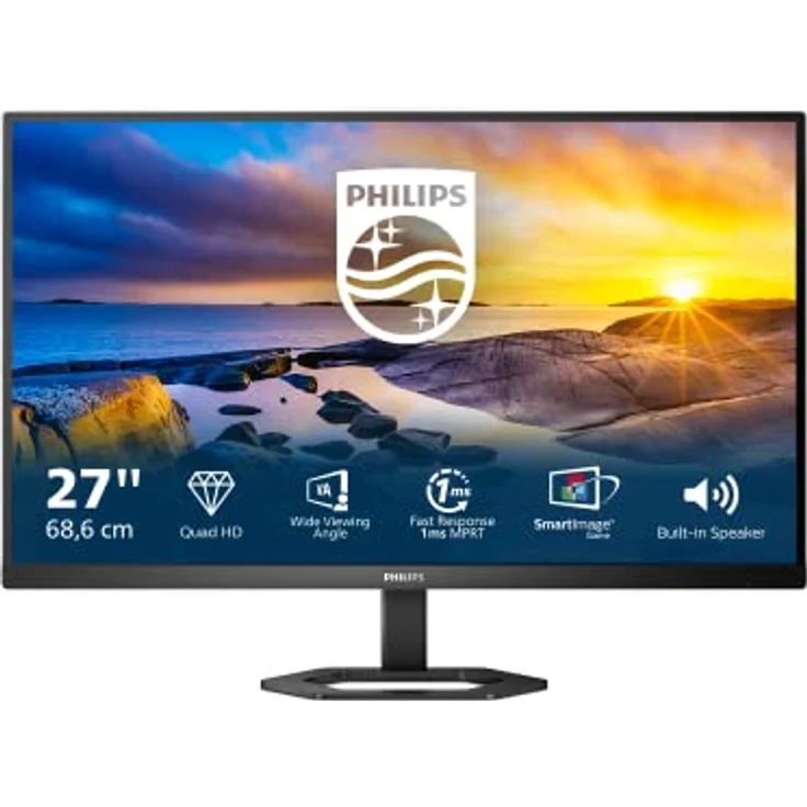 Philips 27E1N5500LA - 27 Zoll QHD Monitor, Lautsprecher, höhenverstellbar (2560x1440, 75 Hz, DisplayPort, HDMI) in Schwarz – Bild 2