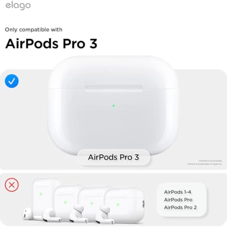 elago Armor Hülle für AirPods Pro 3, mit Karabiner, kabelloses Laden, stoßfest, Vollschutz, Taupe – Bild 2