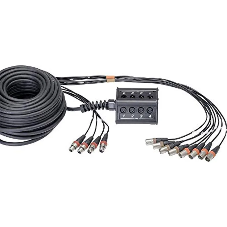 CORDIAL CABLES Bühnenbox 8 Eingänge 4 XLR-Ausgänge 15 m Kabel AUDIO-KABEL Essentials Bühnenboxen